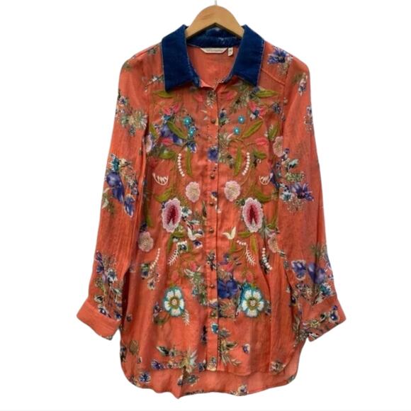 Soft Surroundings Embroidered Slightly Sheer Long Sleeve Shirt & Camisole - Picture 4 of 16